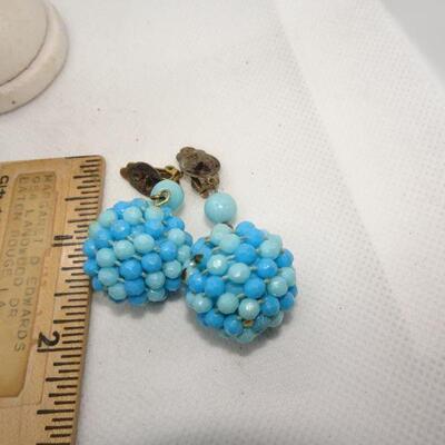 Blue Ball Dangle Earrings
