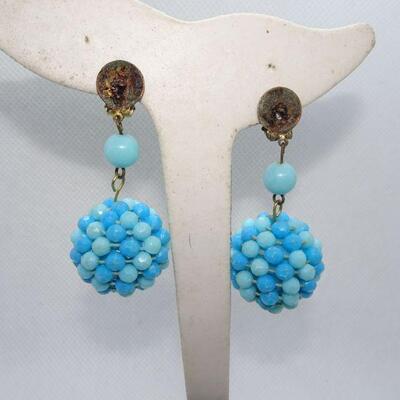 Blue Ball Dangle Earrings