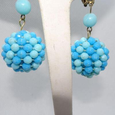 Blue Ball Dangle Earrings