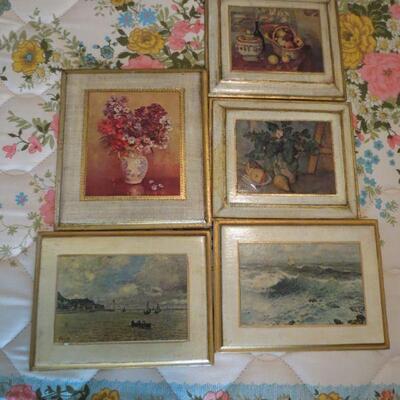 Five Vintage Plaques Flowers Beach Fruit Boats Made in Italy Italian  8 x 7 Item # 81