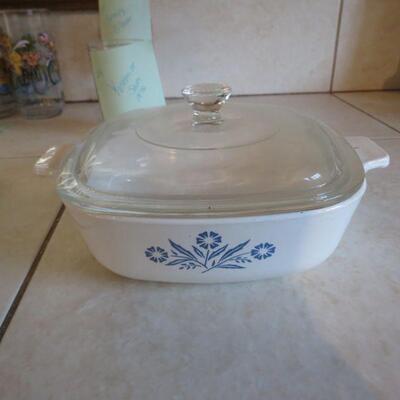 Vintage Corning Blue Cornflower Casserole Dish with Lid 7 x 9 inches - Item # 126