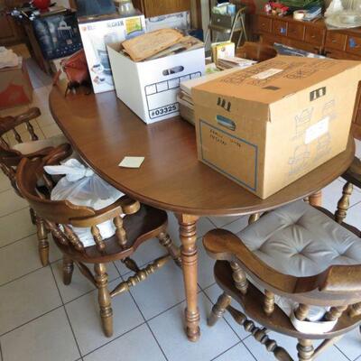Vintage Dining Room Kitchen Table and 6 Chairs Solid Wood Item # 149