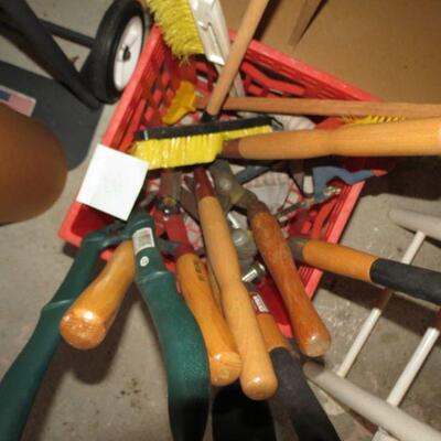 Lot of Garden Tools, Brushes, and Container - Item # 173