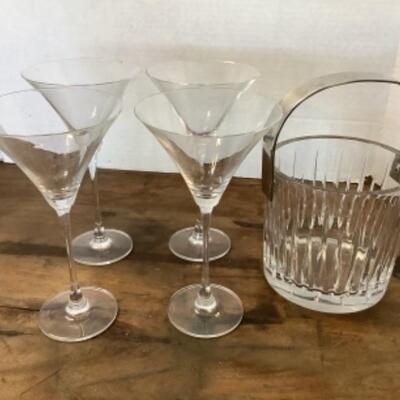 290 Four Lenox Tuscany Classics Martini Glasses and Glass Ice Bucket