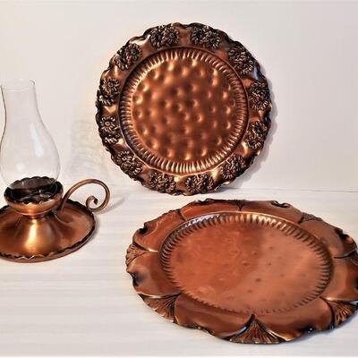 Lot #73  Mid Century Copper Decor Lot - 3 pieces