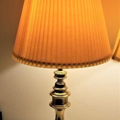 Lot #77  Pair Classic Brass Table Lamps - working condition.