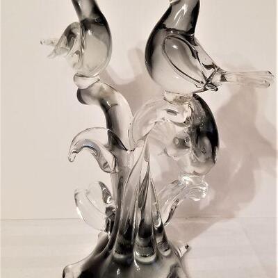 Lot #85  Glass Sculpture - Birds on Branch