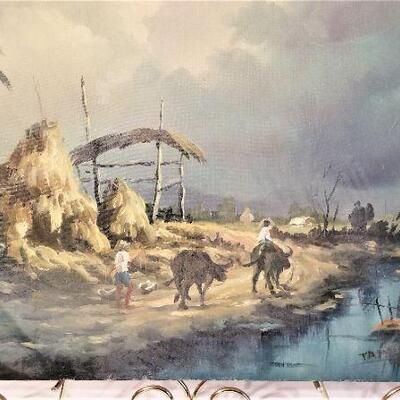 Lot #99 - Oil on Canvas (unframed) with Brass Easel