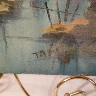 Lot #99 - Oil on Canvas (unframed) with Brass Easel