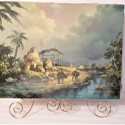 Lot #99 - Oil on Canvas (unframed) with Brass Easel