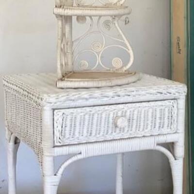 345 Wicker Stand and Hanging Corner Shelf