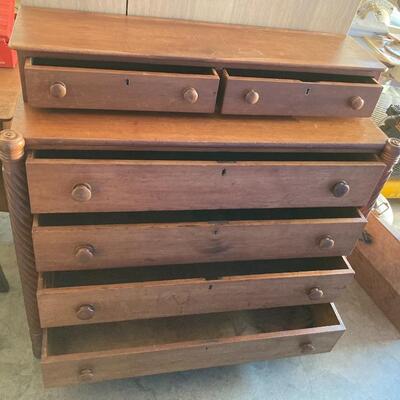 401 Antique Sheraton Style Pine Scroll Leg Dresser