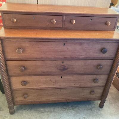 401 Antique Sheraton Style Pine Scroll Leg Dresser