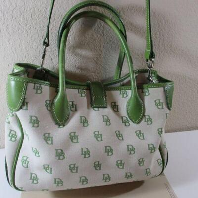 Vintage Dooney &Burke Leather and Cloth Cross Body Bag Olive Green