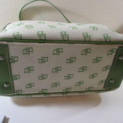Vintage Dooney &Burke Leather and Cloth Cross Body Bag Olive Green