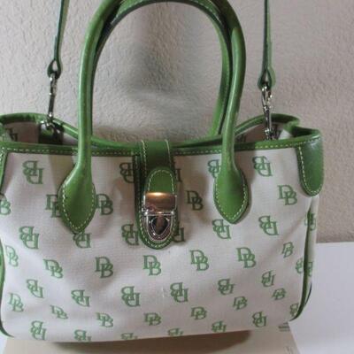 Vintage Dooney &Burke Leather and Cloth Cross Body Bag Olive Green