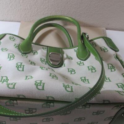 Vintage Dooney &Burke Leather and Cloth Cross Body Bag Olive Green