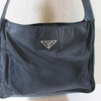 Black Canvas and leather Prada Handbag