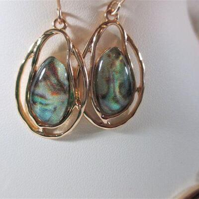 Gold Bib Necklace Haute Couture Multicolor Rhinestone /Earrings 