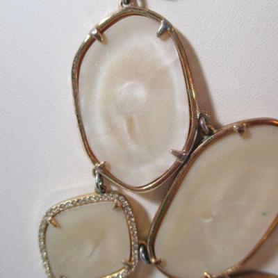  Stella and Dot Vintage Bib Choker beige stoneware with Clear Rhinestone 