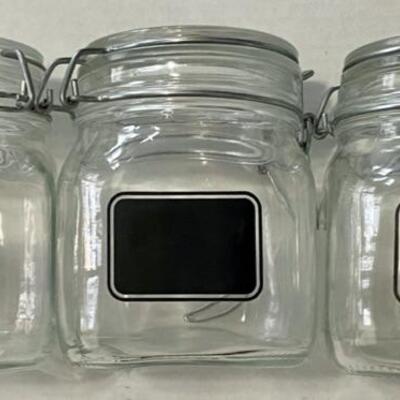 LOT of 3 Bormioli Rocco Fido Glass Storage Jars 3/4 L Italy write-on chalk label