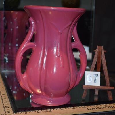 McCoy 2-Handled Dark Pink Vase 