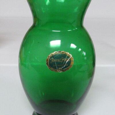Depression Glass Forest Green Tumblers, Iris & Herringbone Creamer, Aunt Polly Sherbert, Forest Green Vase, Mississippi Tumbler