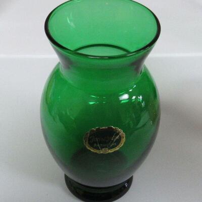 Depression Glass Forest Green Tumblers, Iris & Herringbone Creamer, Aunt Polly Sherbert, Forest Green Vase, Mississippi Tumbler