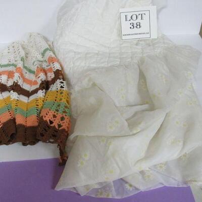 Vintage Baby Bassinette Liner and Crochet Apron