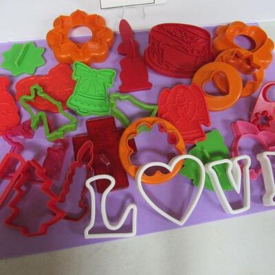 Large Lot of Plastic Cookie Cutters, Various Ages