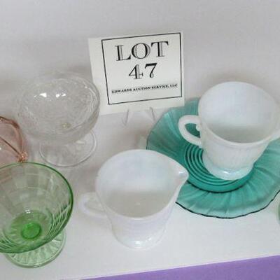 Depression Glass, Swirl Plate, American Sweetheard S/CR, Oyster & Pearls Candleholder, More