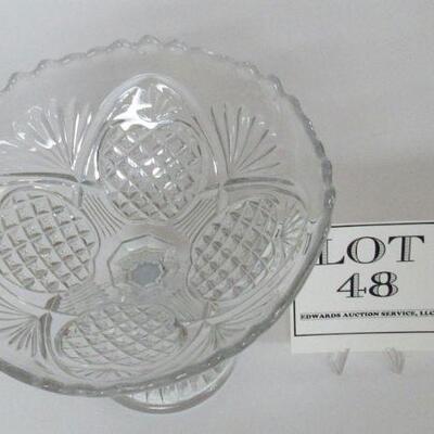 Pattern Glass Large Compote With Large Pineapple Pattern