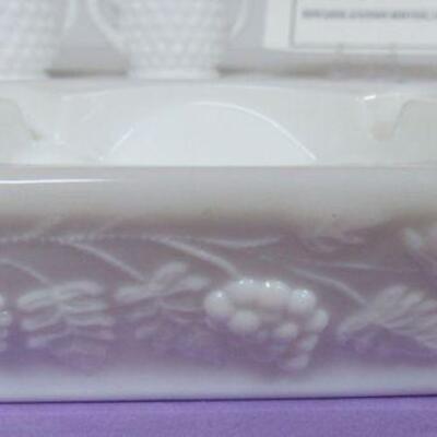 Fenton Hobnail S/CR, Fostoria American Ashtray, Westmoreland Grapes Ashtray and Floral Napkin Ring