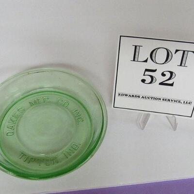 Depression Glass Green Advertising Chicken Waterer Oakes Mfg Co, Tipton, IN