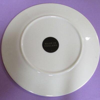 4 England Fruit Plates, Nippon Small Dish, Fancy Slipper Applied Flowers