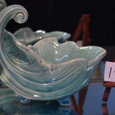 McCoy 1940 Cornucopia Planter - Aqua 
