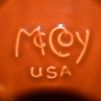 McCoy 1962 Orange Swirl Vase on Pedestal 
