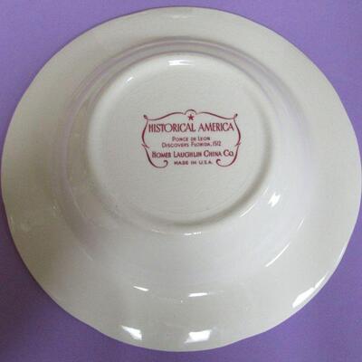 3 Historical American HLC Soup Bowls, 3 Metlox Poppy Trail Plates, Trivet