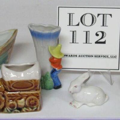 Lot of Misc Figures, Tiny Vases and Horse Wagon Toothpick Holder