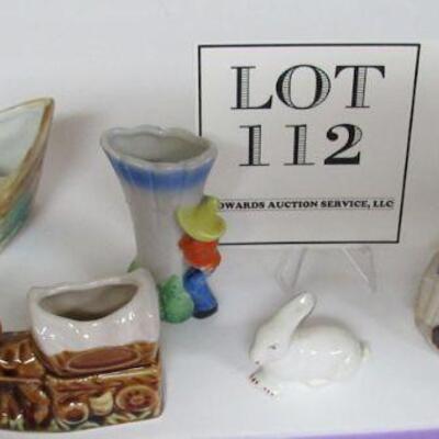 Lot of Misc Figures, Tiny Vases and Horse Wagon Toothpick Holder