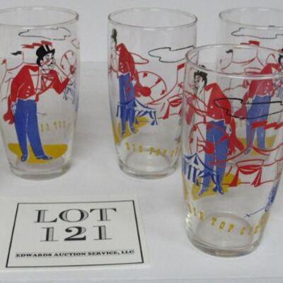 Set of 6 MCM Big Top Circus Tumblers Nice