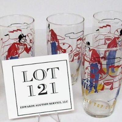 Set of 6 MCM Big Top Circus Tumblers Nice