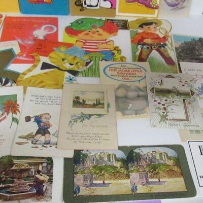 Lot of Used Greeting Cards, Postcards, StereoView Cards