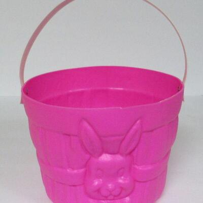 Lot of Fun Easter Stuff, Nice Blow Mold Candy Basket, 2 Vintage Japan Baskets, Vintage Wax Egg, 2 Modern Tin Eggs, Bunny Doll, More