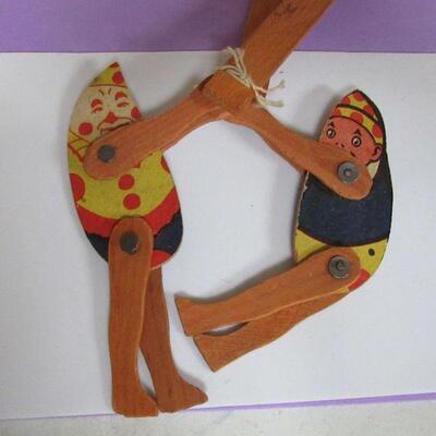 Fun Antique Wood Puppet Toy Riveted Chubby Kids Swing 