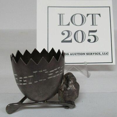 Antique Silver Plate Best Wishes Bird Toothpick Holder