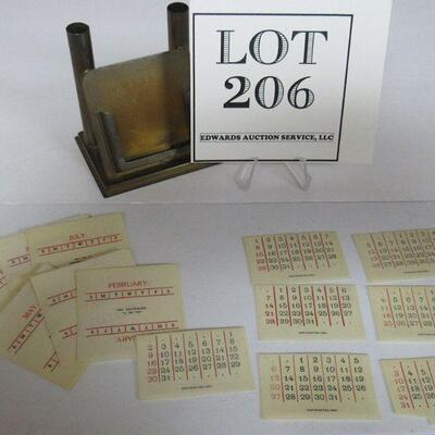 Old Bradley & Hubbard Perputal Calender & Pen Holder, Brass & Thin Celluloid Cards Complete