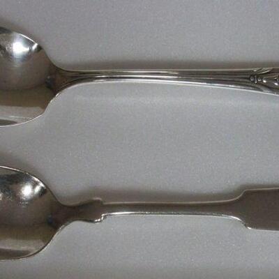 2 Antique Sterling Spoons Dowry Soup & Holmes & Edwards Teaspoon