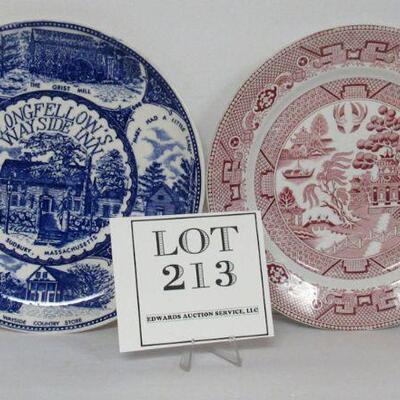 Maastricht Red Willow Plate and Longfellow Wayside Inn Transferware Plate
