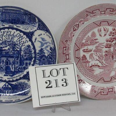 Maastricht Red Willow Plate and Longfellow Wayside Inn Transferware Plate